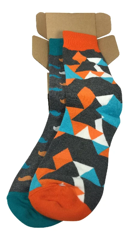 Bright floral socks-2 Pair Mens Funky Fun Colorful Socks - Hipster Power Socks - Premium Cotton Socks