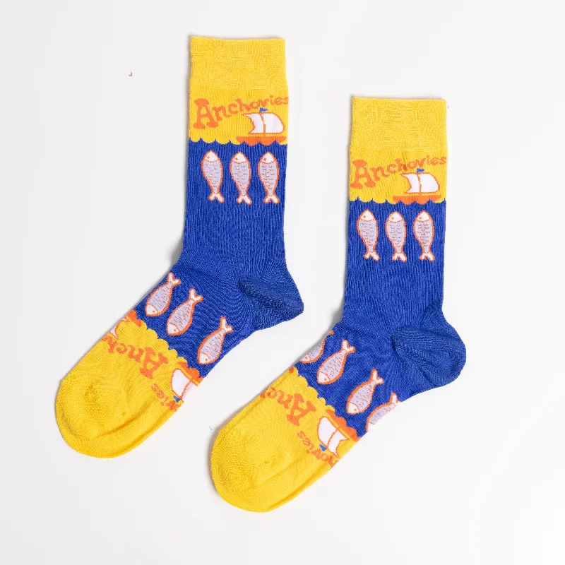 Cute holiday socks-Anchovies Crew Socks - Large