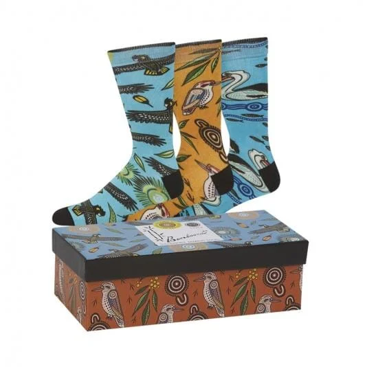 Cozy holiday socks-Australian Native Birds 3pk Gift Box