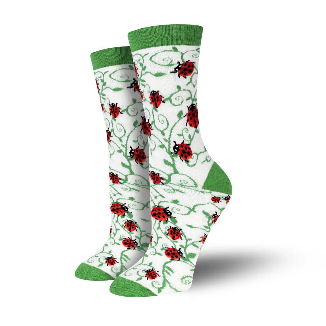 Plush wool socks-Bambukas Womens Lucky Ladybug Crew Socks