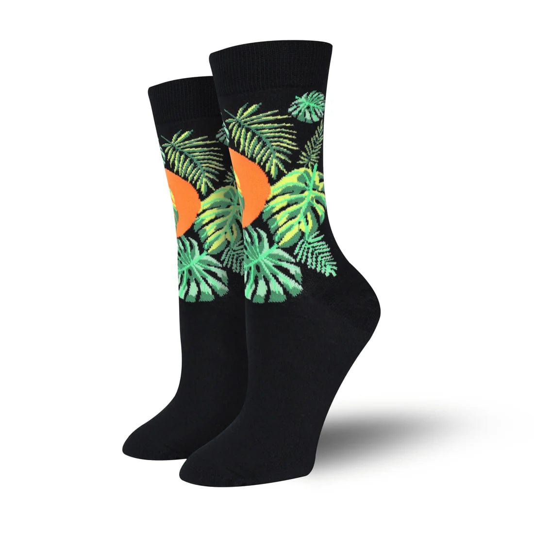 Lightweight wool crew-Bambukas Womens Monstera Sunset Crew Socks