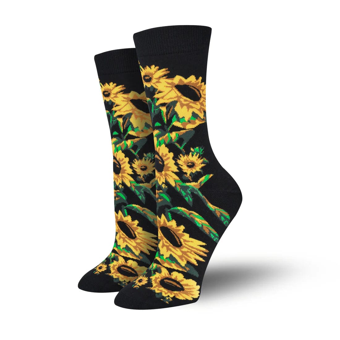 Thin cozy socks-Bambukas Solar Bloom Sunflower Womens Crew Socks