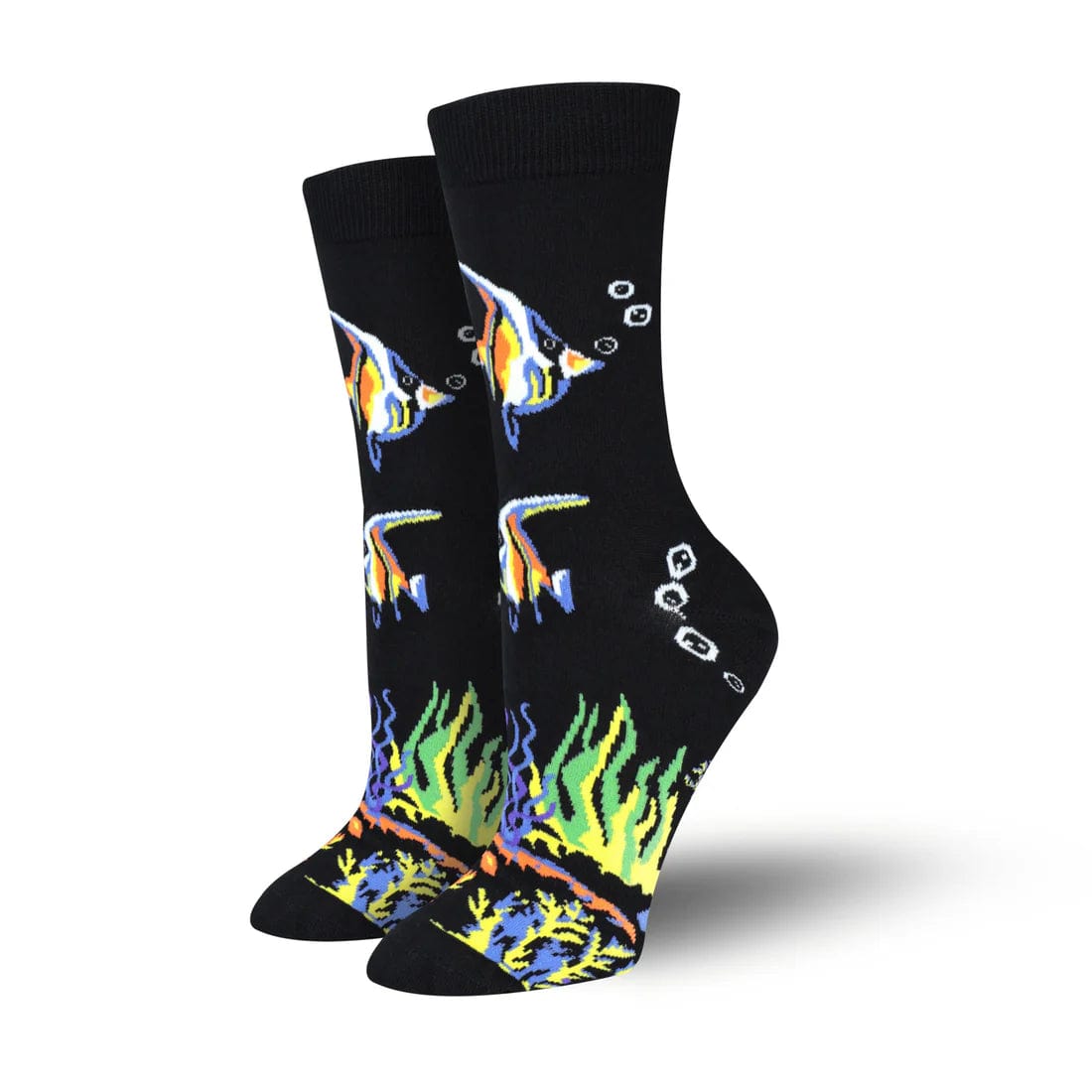 Playful emoji socks-Bambukas Womens Tropical Angelfish Crew Socks