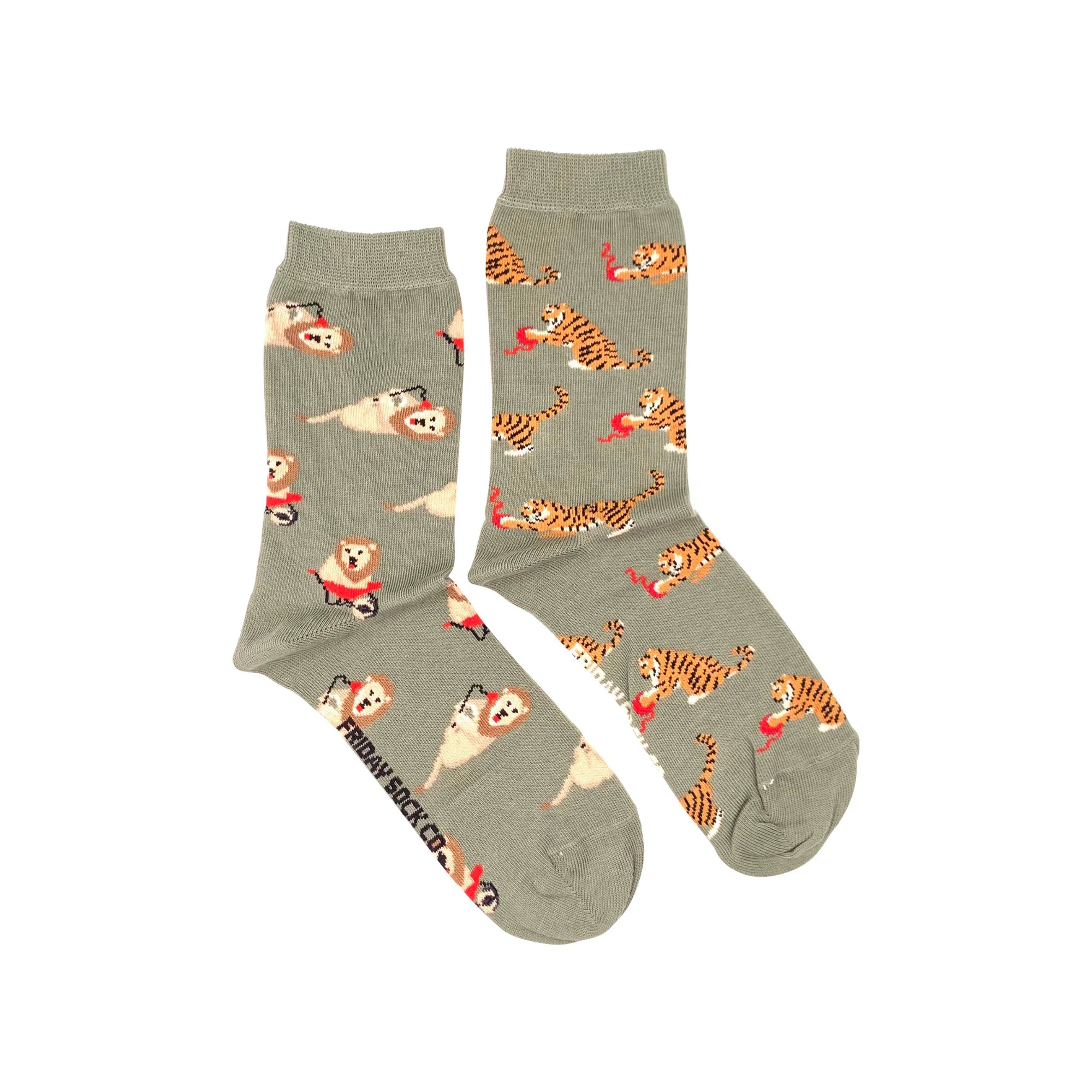 Thin athletic crew-Big Cats Mismatched Socks