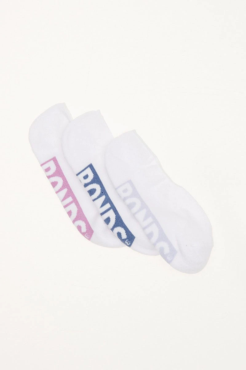 Luxury cotton socks-Bonds Womens Logo Cushioned Sneaker Socks 3 Pack - Berry/Denim/Lilac