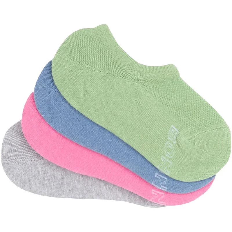 Compression wool socks-Bonds Womens Logo Light Sneaker Socks 4 Pack - Green/Blue/Pink/Grey