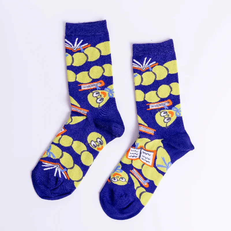 Playful cozy socks-Bookworm Crew Socks - Small