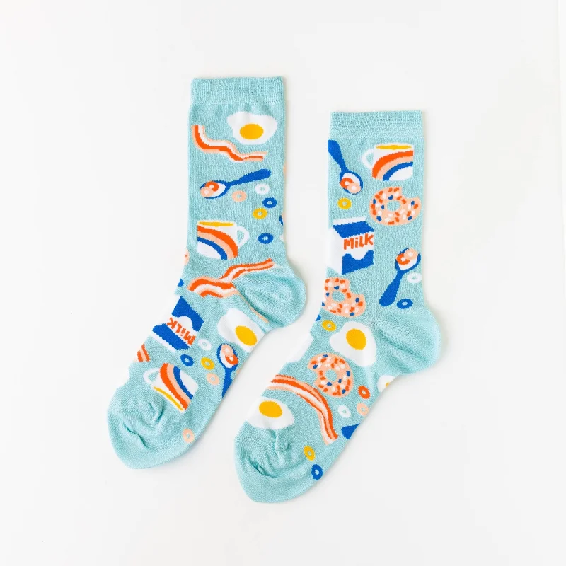 Premium athletic socks-Breakfast Crew Socks - Small