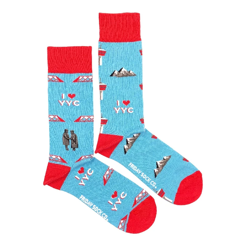 Fun athletic socks-Calgary Landmarks Mismatched Socks M