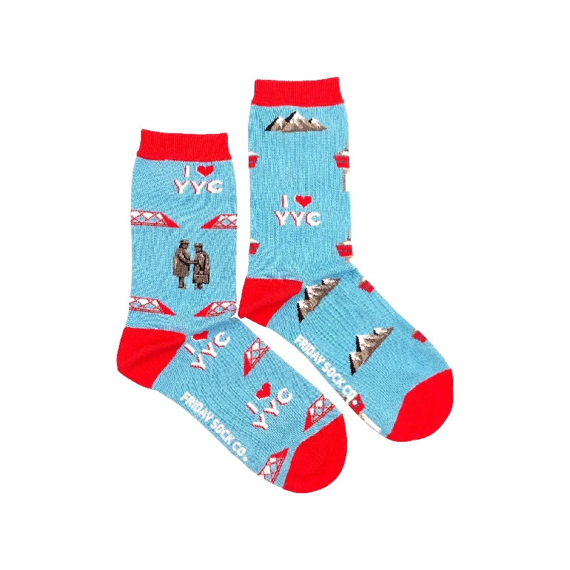 Elegant crew socks-Calgary Landmarks Mismatched Socks