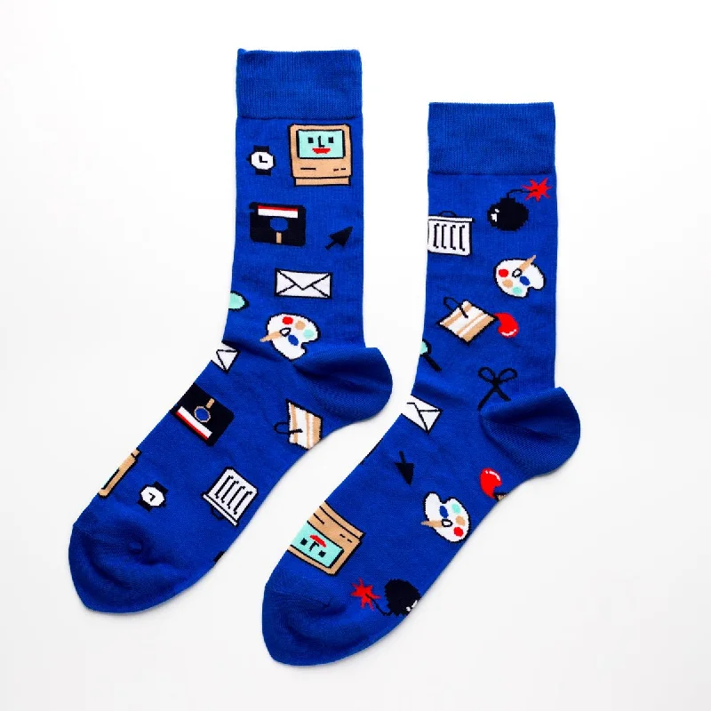 Natural crew socks-Vintage Computer Nerd Crew Socks - Large