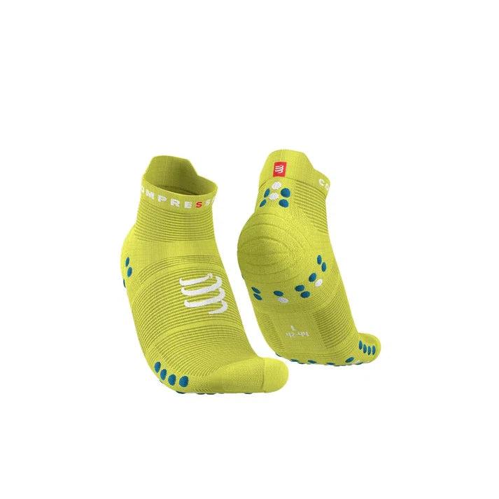 Casual cozy socks-Compressport Pro Racing Socks V4.0 Ultralight Run Low - Primerose/Fjord Blue