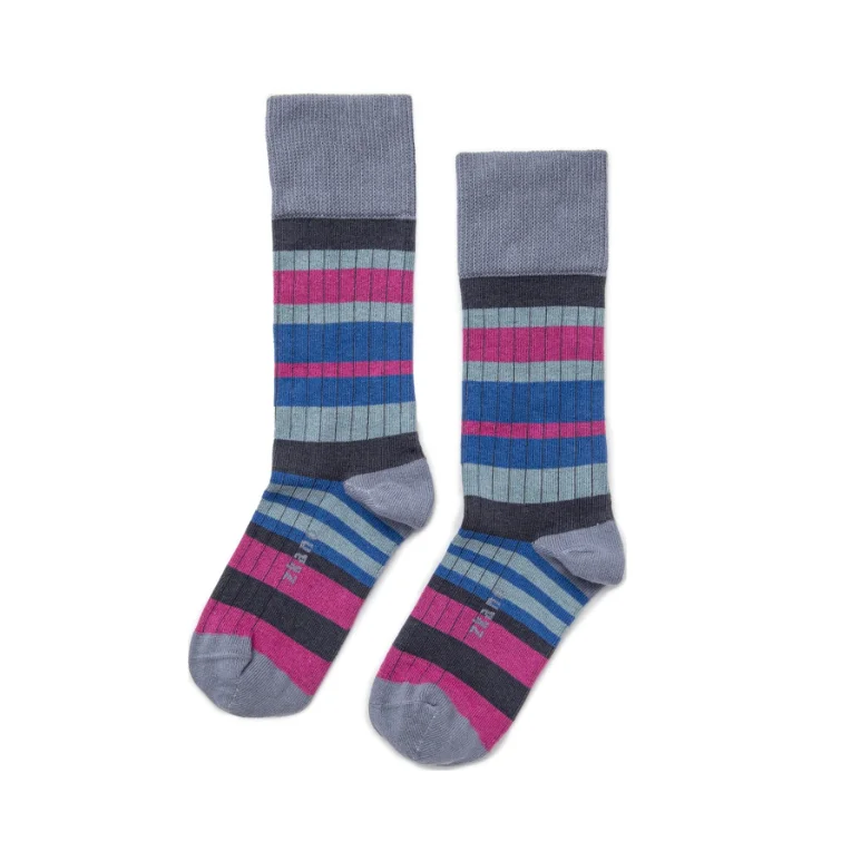 Athletic thermal socks-Sweater Stripe Socks in Slate from Zkano