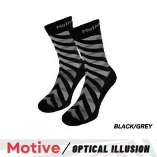 Trendy geometric socks-Motive Sock Sport Performance Illusion Crew - Black/Grey