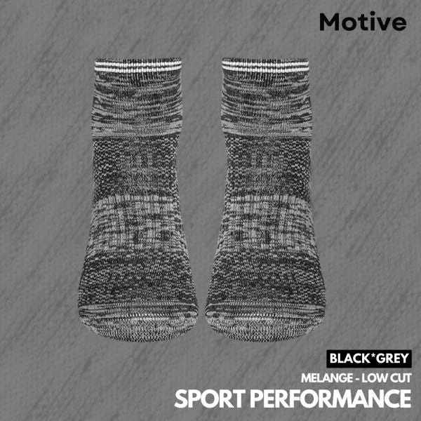 Minimalist black socks-Motive Sock Sport Performance Melange Low Cut - Black/Gray