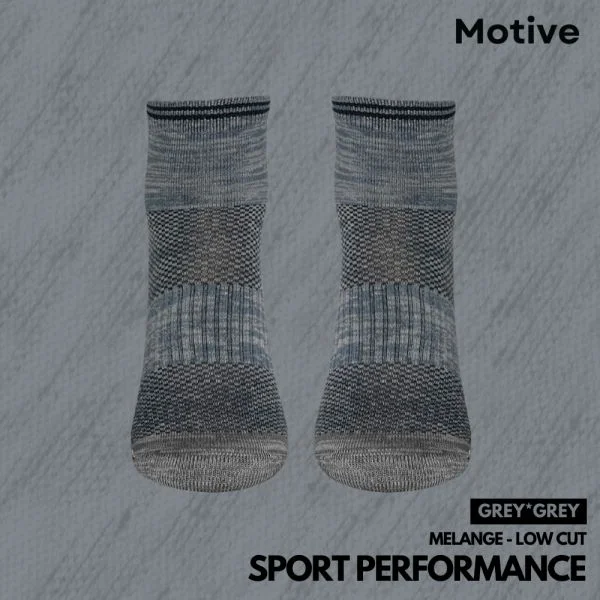 Cushioned fitness socks-Motive Sock Sport Performance Melange Low Cut - Gray/Gray