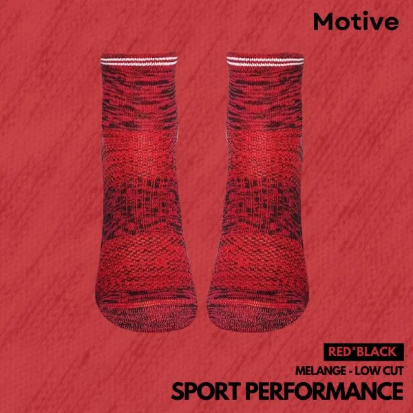 Soft low-cut socks-Motive Sock Sport Performance Melange Low Cut - Red/Black