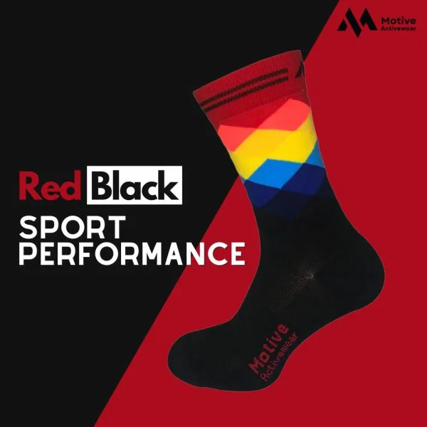 Athletic striped socks-Motive Sock Sport Performance Socks - Black/Red