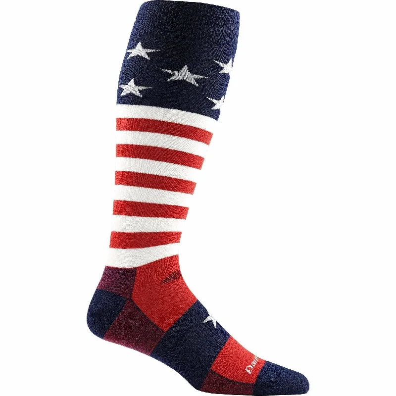 Thermal crew socks-Darn Tough Mens Captain Stripe Over-the-Calf Lightweight Ski & Snowboard Socks - Clearance