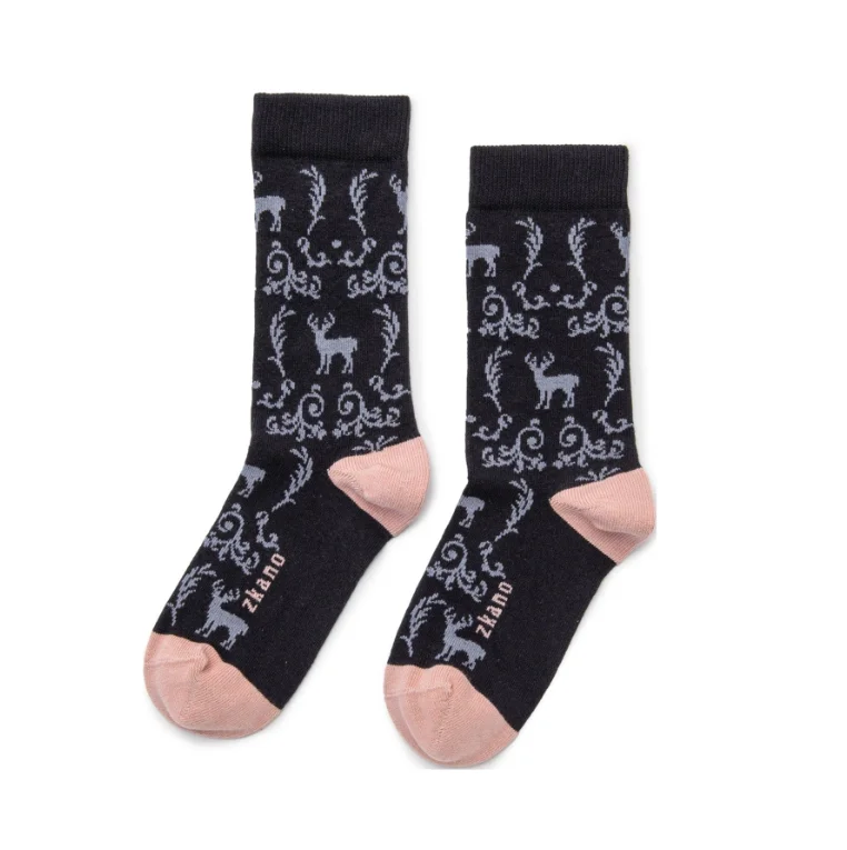 Adorable stripe socks-Deer Toile Socks in Black from Zkano