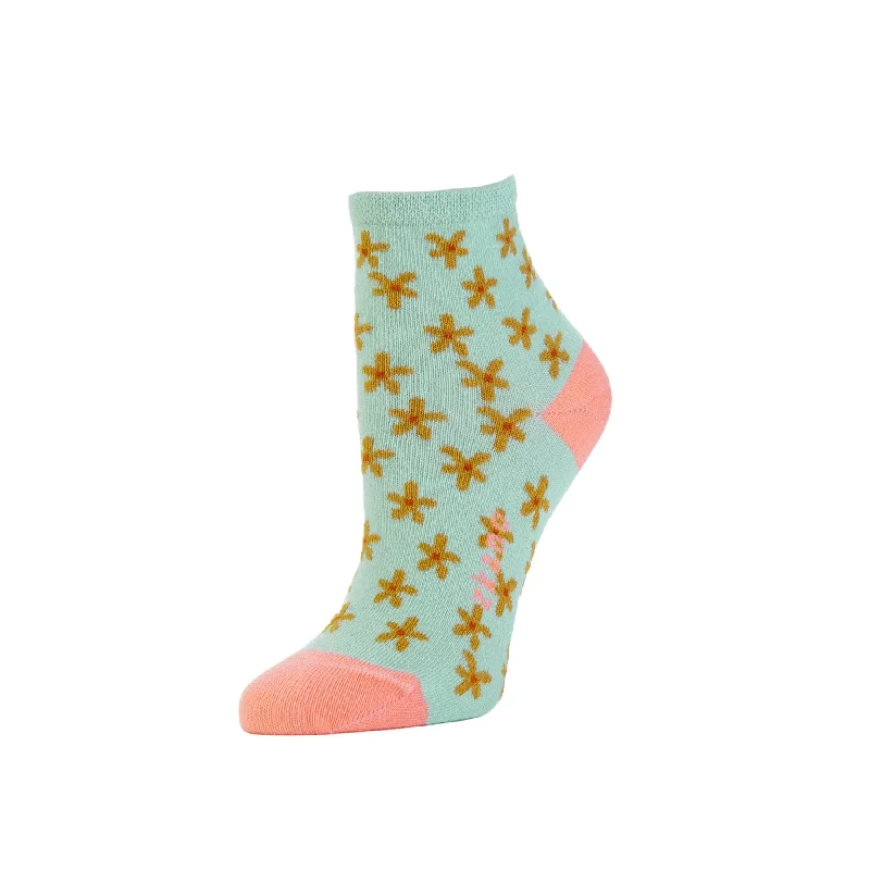 Sporty fuzzy socks-Ditsy Floral Anklet in Silt from Zkano