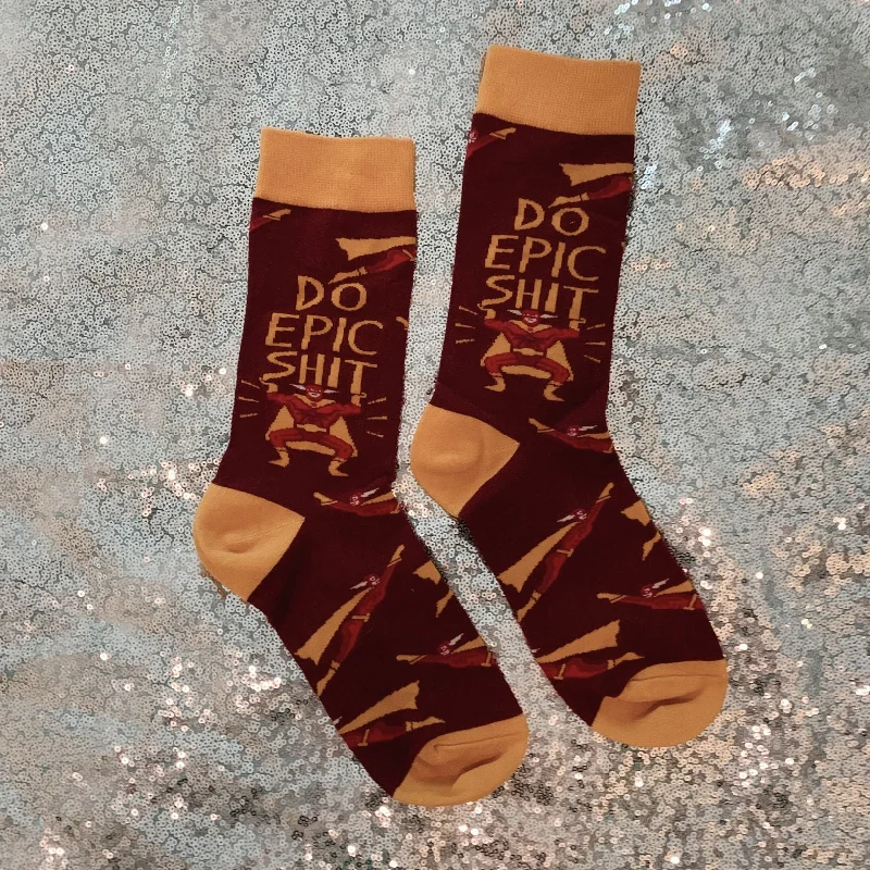 Thin yoga socks-Do Epic Shit Socks | Super Hero Illustration | Gift for Her