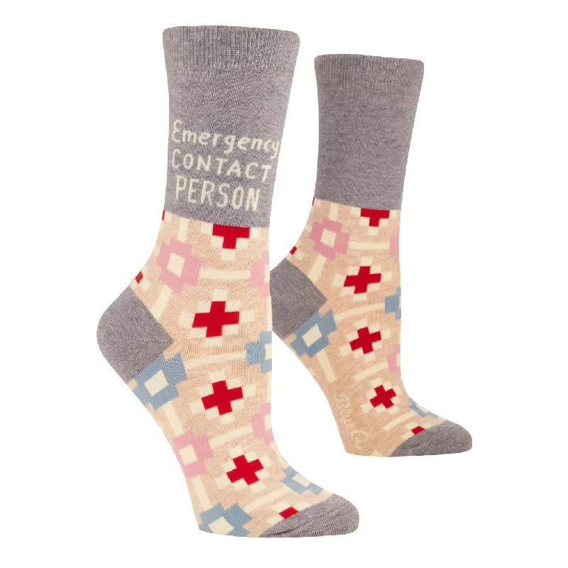 Retro wool crew-Emergency Contact Person Women's Crew Socks | BlueQ at GetBullish