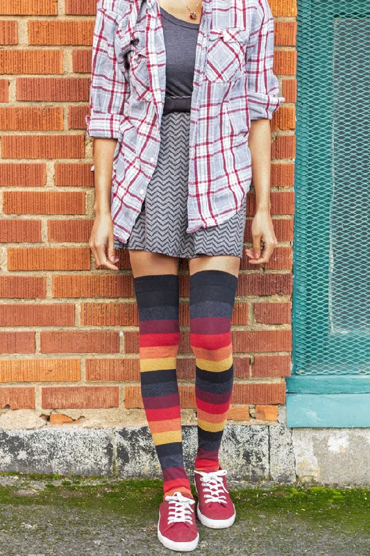 Bright wool socks-Elemental Stripes Extraordinary Thigh High