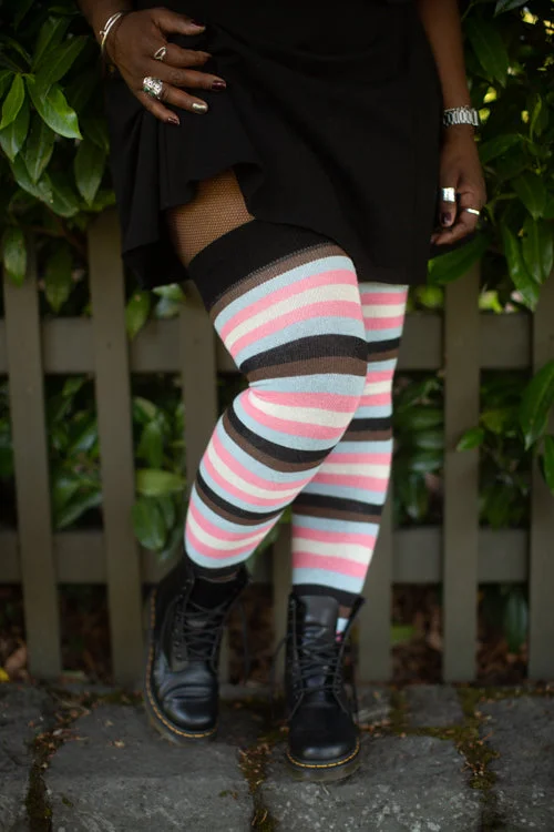 Cozy ribbed socks-POC-Trans Pride Extraordinary Thigh High