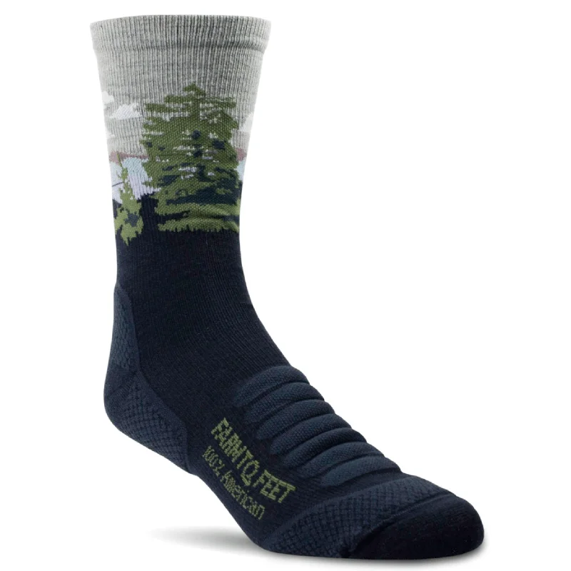 Athletic striped socks-Farm to Feet Cascade Locks Light Targeted Cushion 3/4 Crew Hiking Socks