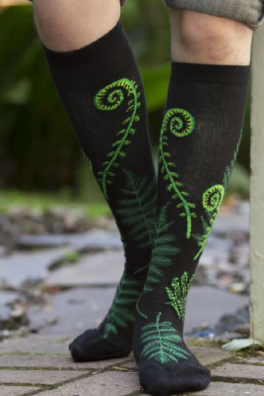 Grip barre socks-Ferns and Fiddleheads Knee High