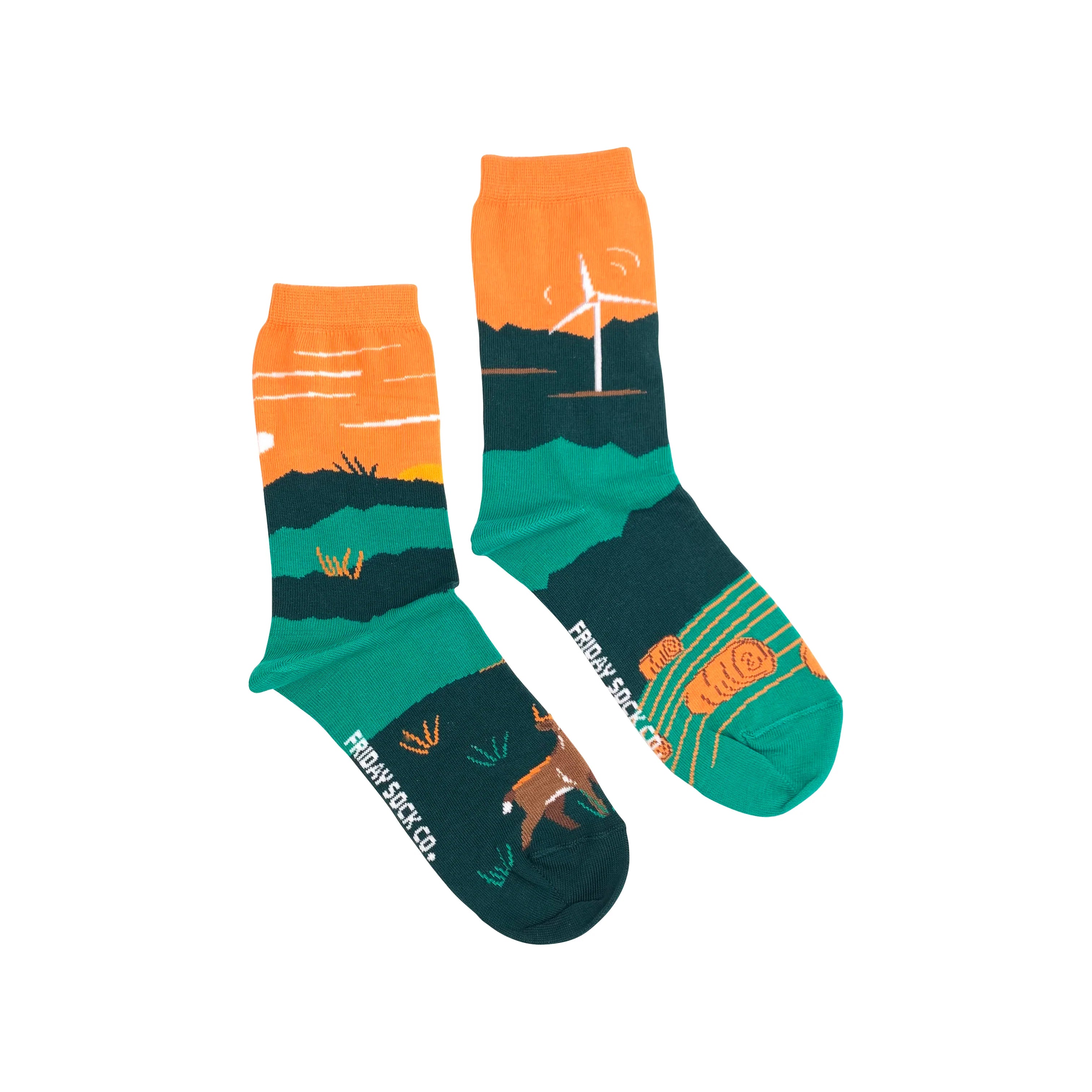 Sporty mid-calf socks-Foothills Canadian Landscape Mismatched Socks