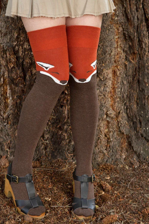 Retro wool socks-Fox Knee Socks