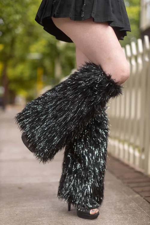 Breathable holiday socks-Furry Lurex Leg Warmers