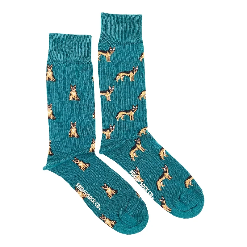 Eco-friendly cotton socks-German Shepherd Mismatched Socks M