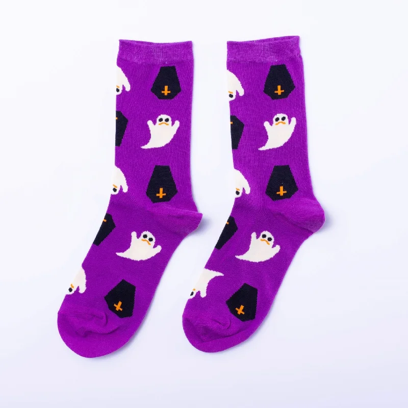 Patterned knit socks-Ghost Crew Socks - Small