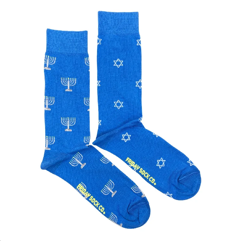 Natural wool socks-Hanukkah Mismatched Socks M