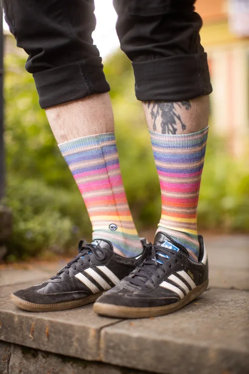 Bright cotton socks-Haroshi Stripe Crew