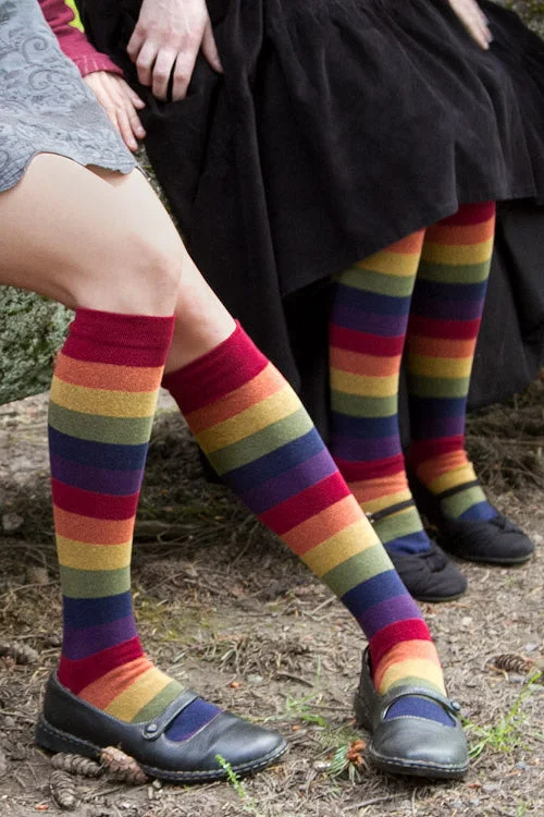 Warm knit crew-Harvest Rainbow Knee High