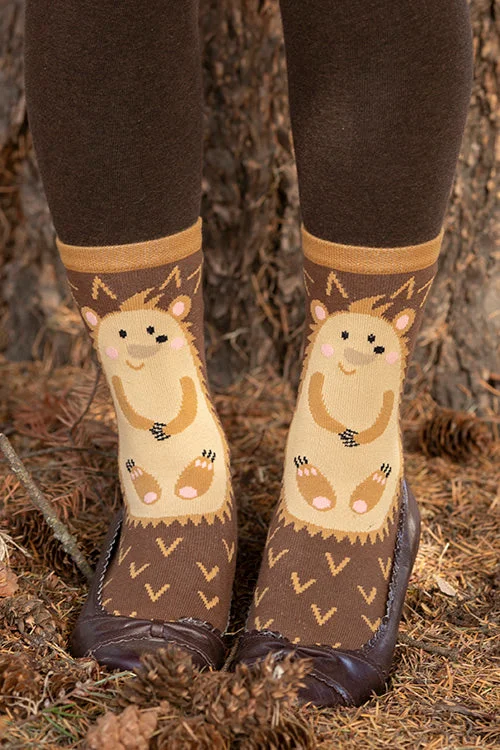 Cozy bamboo crew-Hedgehog Slipper Socks