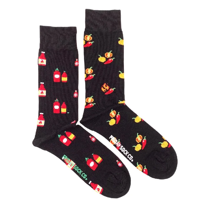 Handmade winter crew-Hot Sauce Mismatched Socks M