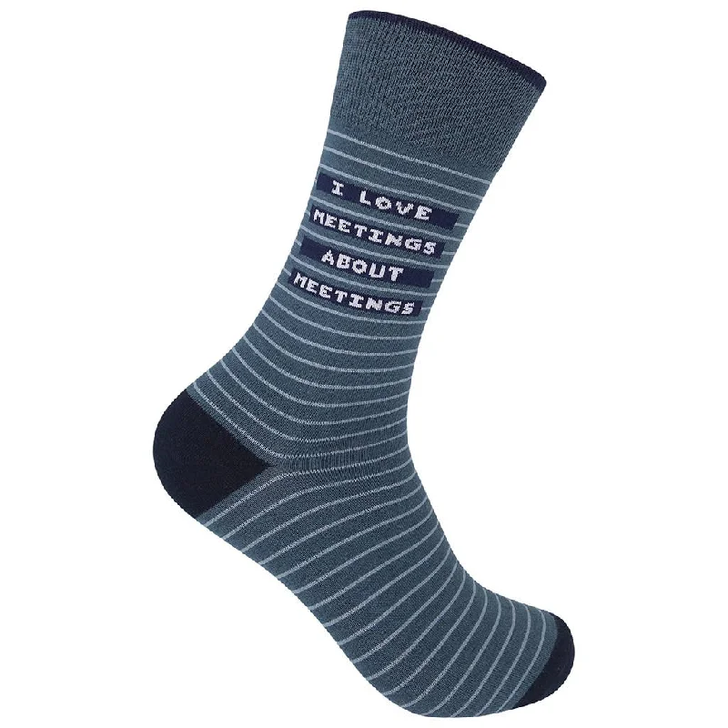 Soft hiking socks-I Love Meetings About Meetings Socks