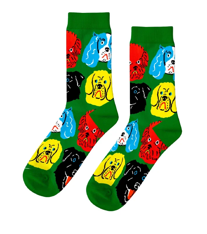 Vintage wool socks-Dogs Crew Socks by Kristina Micotti - Large