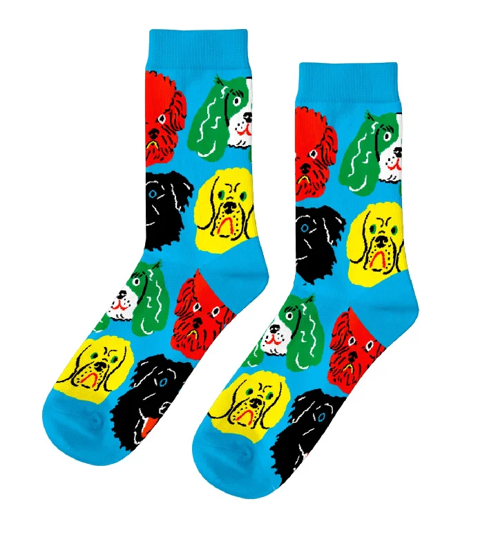 Organic fuzzy socks-Dogs Crew Socks by Kristina Micotti - Small