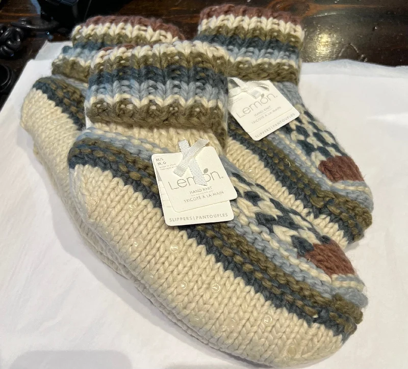 Formal striped socks-LEMON HAND KNIT SLIPPERS