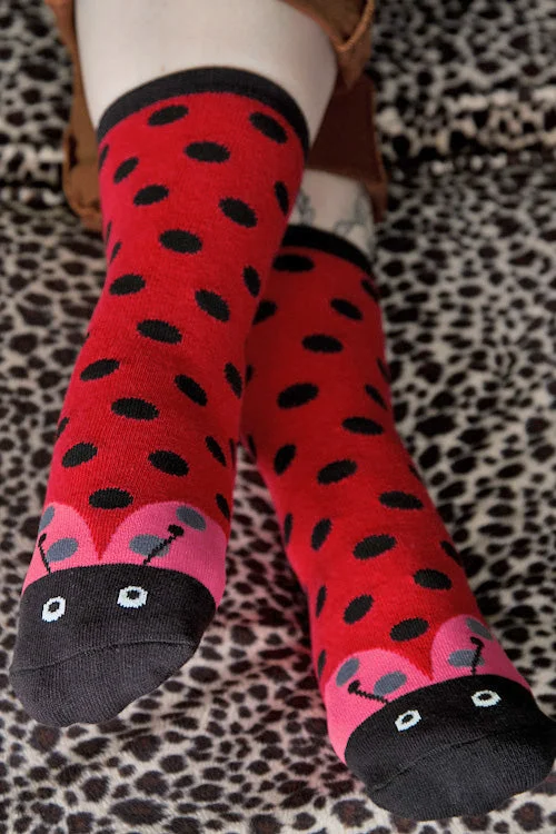 Anti-slip lounge socks-Ladybug Slipper Socks