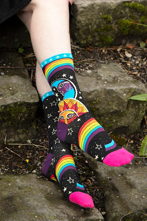 Classic brown socks-Laurel Burch Celestial Joy Crew