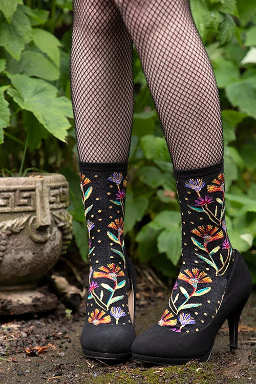 Compression running socks-Laurel Burch Wildflowers Crew