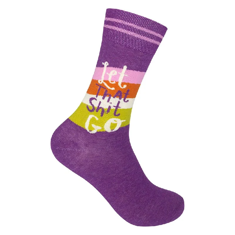 Luxury striped socks-Let That Shit Go Socks in Purple