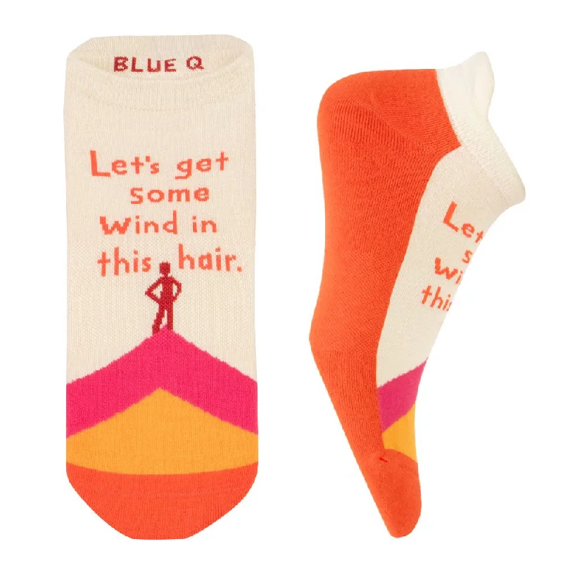 Trendy emoji socks-Let's Get Some Wind In This Hair Unisex Sneaker Socks [2 Size Options] | BlueQ at GetBullish